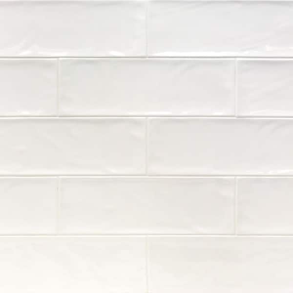 Ivy Hill Tile Pier White 4 in. x 12 in. 6 mm Polished Ceramic Subway Wall Tile (33-Piece) (10.76 sq. ft./Box)