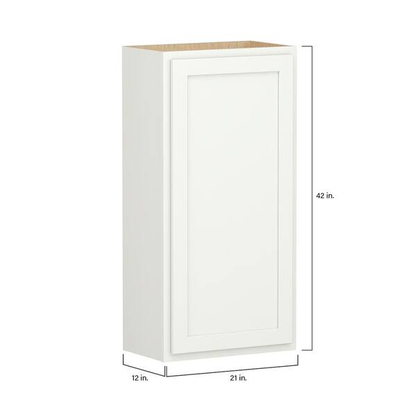 Shaker Partial Overlay 21 in. W x 12 in. D x 42 in. H Plywood Assembled Wall Kitchen Cabinet in Linen White