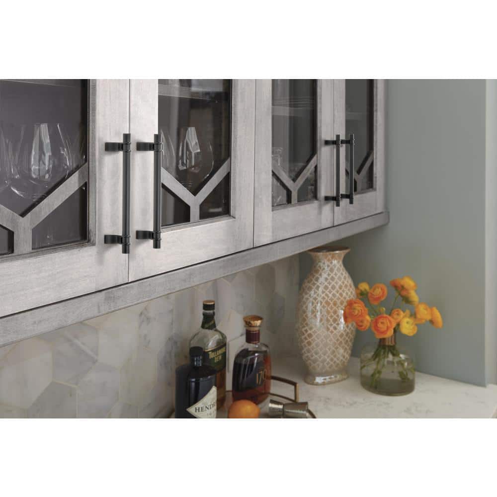 Matte Black Steel Bar Cabinet Pull with Mounting Hardware