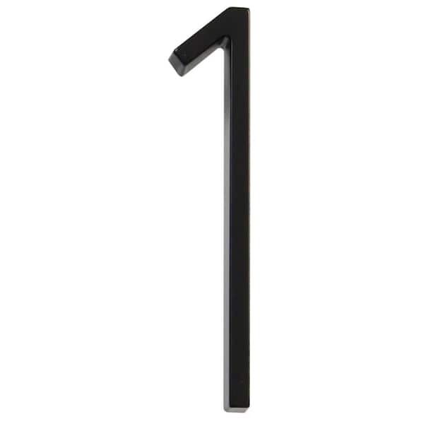 5 in. Black Modern Floating or Flush Metal House Number 1