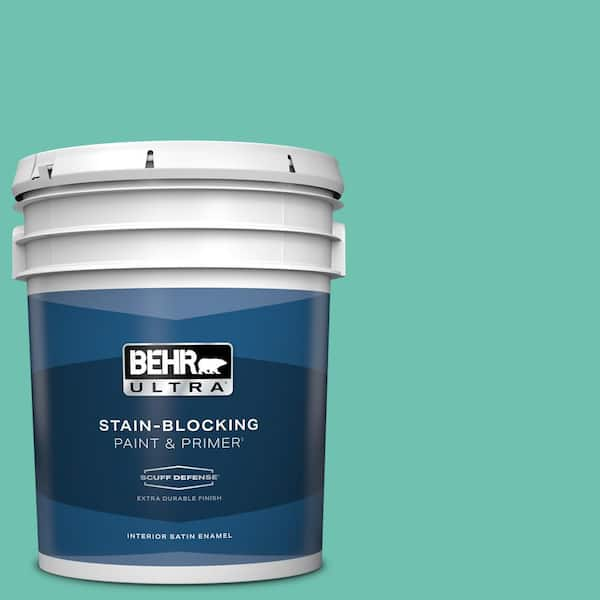 BEHR ULTRA 5 gal. #P440-4 March Aquamarine Extra Durable Satin Enamel Interior Paint & Primer