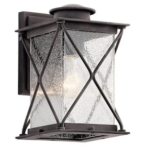 Argyle 10.25 in. 1-Light Weathered Zinc Outdoor Hardwired Wall Lantern Sconce with No Bulbs Included (1-Pack)