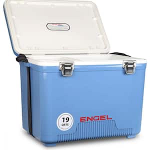 19 Qt. Fishing Bait Dry Box Ice Cooler with Shoulder Strap in Arctic Blue