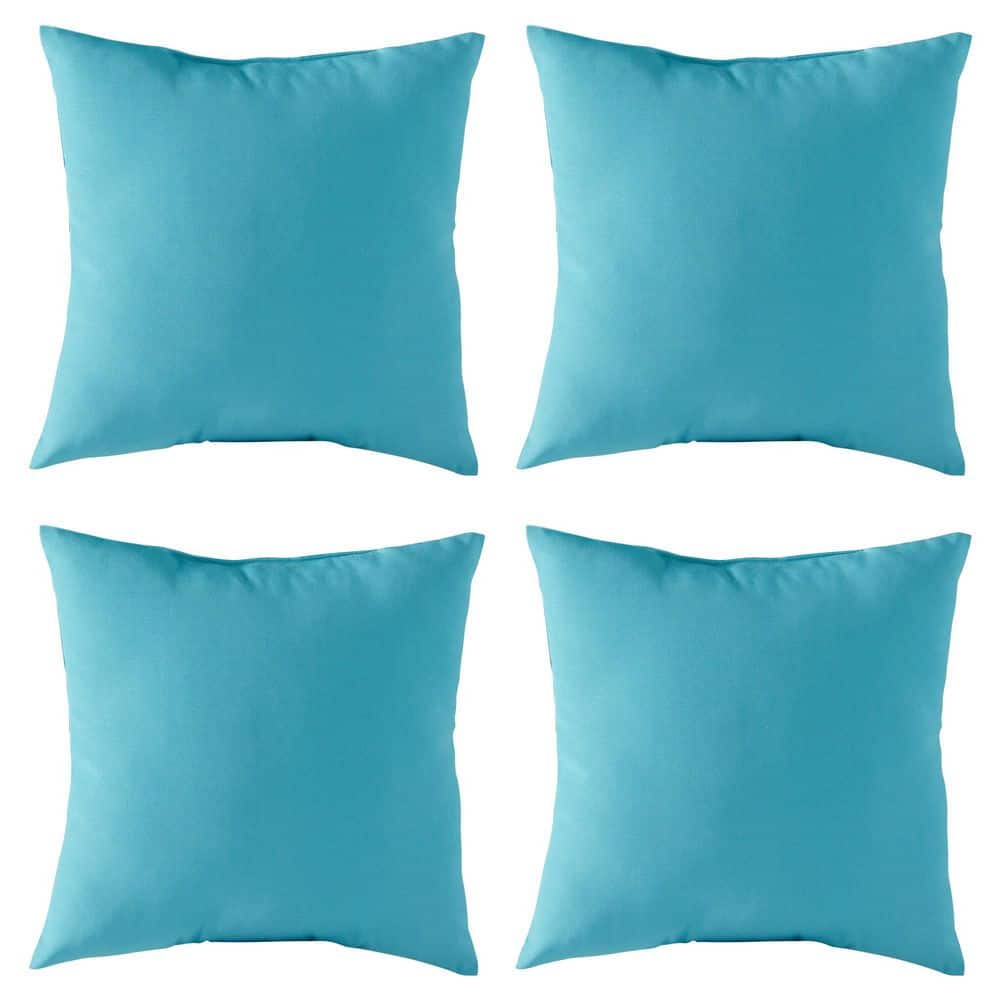 Solid Teal Square Outdoor Throw Pillow (4-Pack) price history on PriceWatchPro