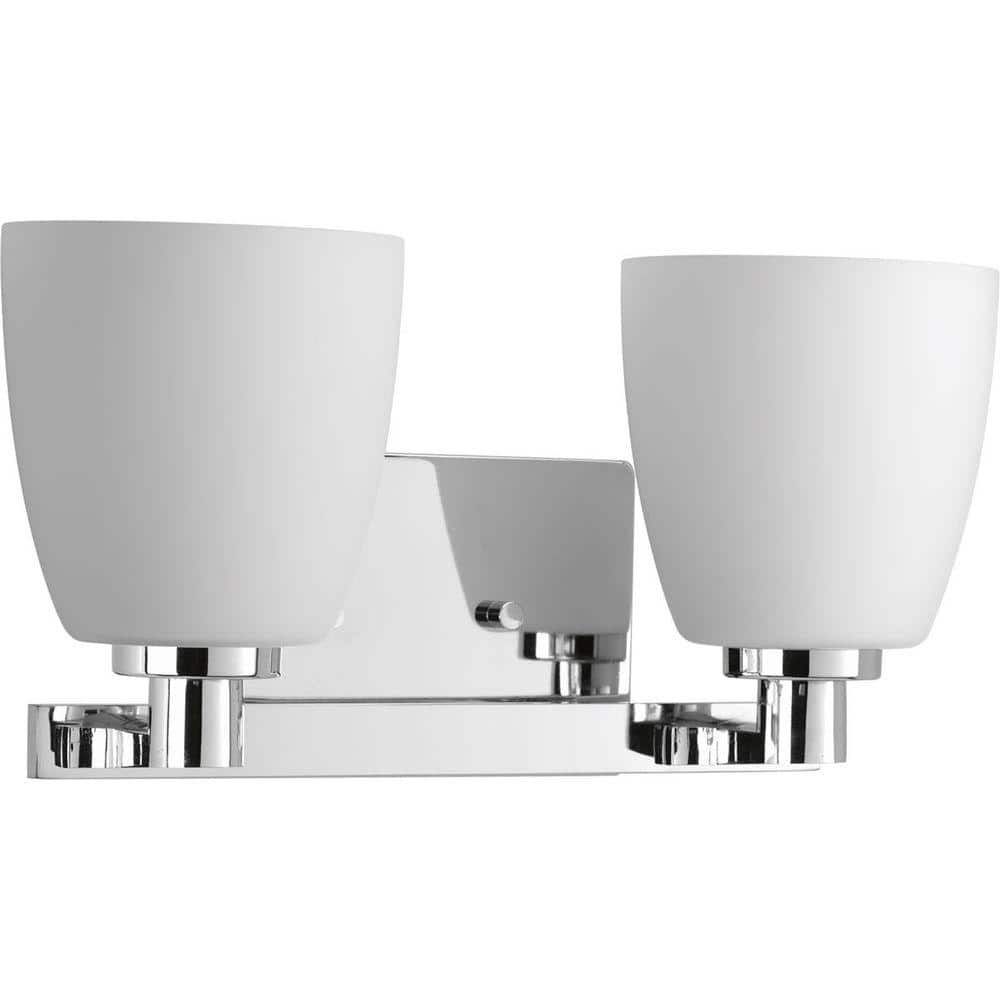 Polished Chrome 2-Light Bath Vanity with Etched Opal Glass