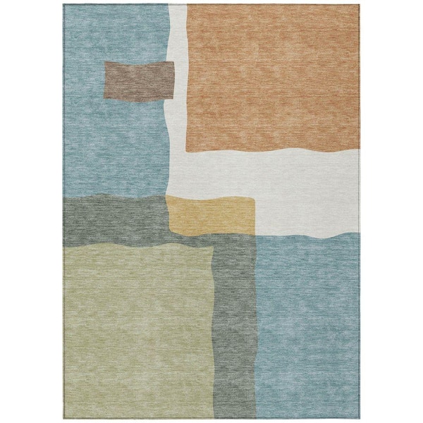Chantille Machine Washable Indoor/Outdoor Abstract ACN2400 Seafoam 8 ft. x 10 ft. Area Rug