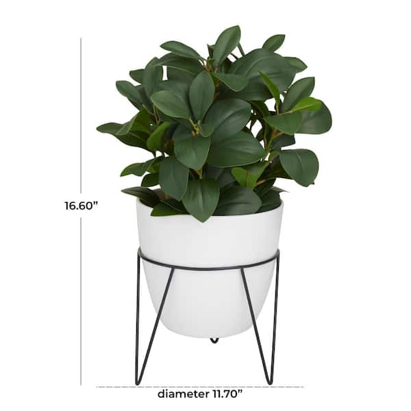 17 in. H Eucalyptus Artificial Plant with Realistic Leaves and Metal Stand and White Pot