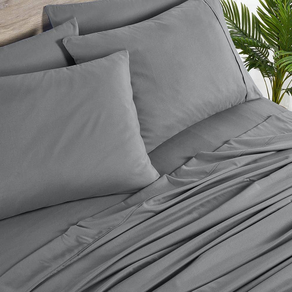 Charcoal Gray Twin Bamboo and Microfiber Sheet Set