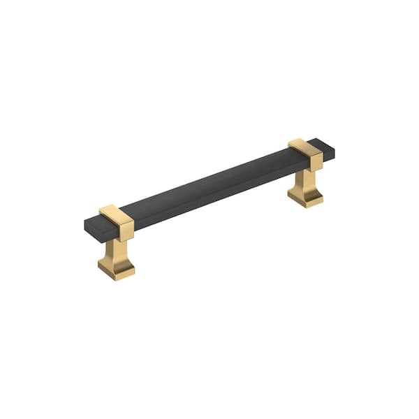 Overton 5-1/16 in. (128mm) Center-to-Center Modern Brushed Matte Black/Champagne Bronze Bar Cabinet Pull