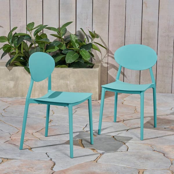 Unbranded 2-piece plastic outdoor lounge chairs for patio garden backyard pool, Teal