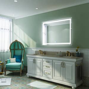 48 in. W x 36 in. H Rectangular Frameless LED Light Bathroom Wall Vanity Mirror
