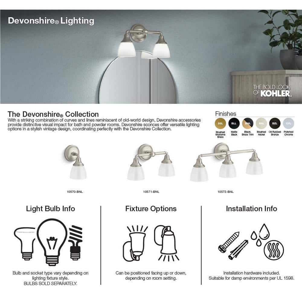 Devonshire Black and Gold 2-Light Vanity Fixture