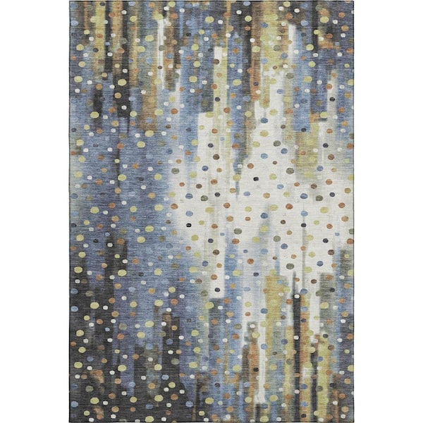 Mayfield Premium Machine Washable Abstract AMF2213 Denim 10 ft. x 14 ft. Area Rug