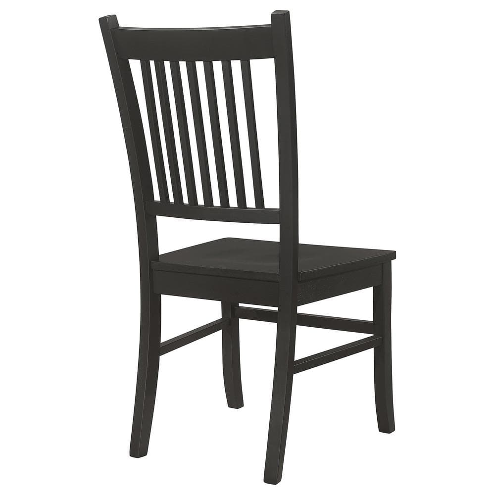 High Black Wood Slat Back Side Chair