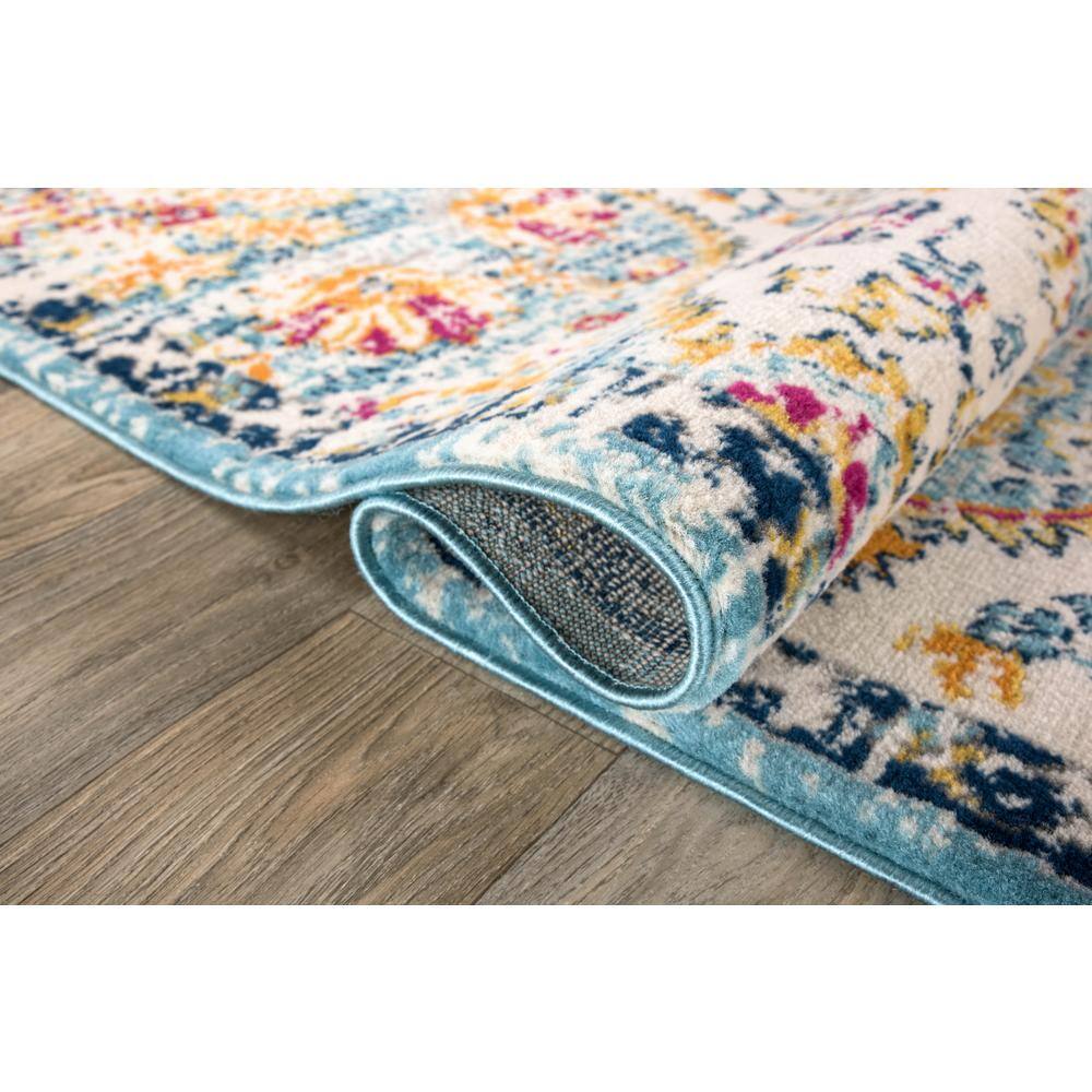 Blue Distressed Bohemian Floral 3'3" x 5' Area Rug
