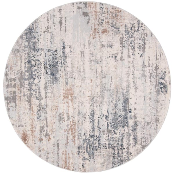 SAFAVIEH Invista Cream/Gray 7 ft. x 7 ft. Round Distressed Abstract Area Rug