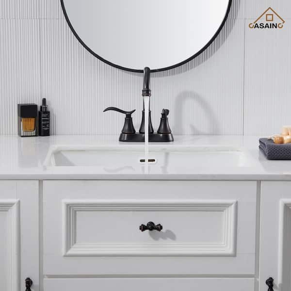 4 in. Centerset Double Handle Bathroom Faucet with 360° Swivel Spout, Stainless Steel Pop-up Drain in Oil Rubbed Bronze