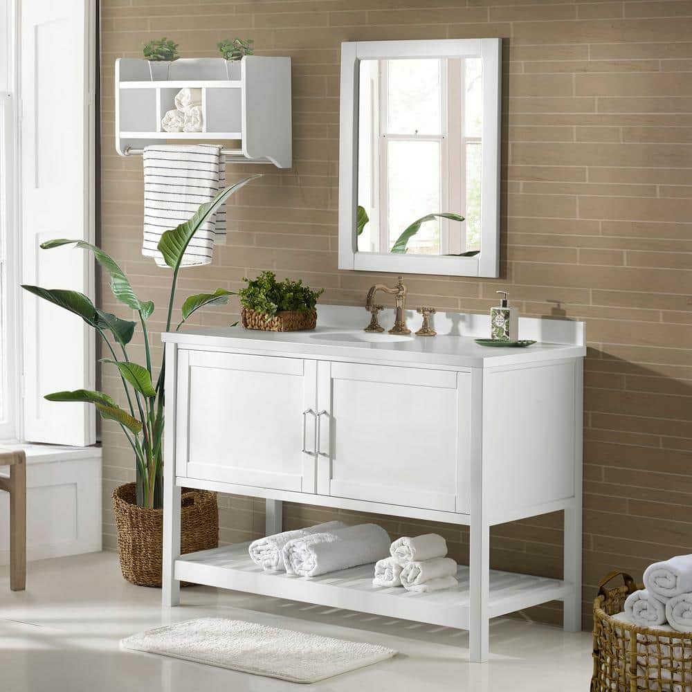 Bennet 48" White Pine Wood Freestanding Vanity Cabinet