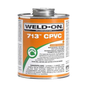 713 CPVC Solvent Cement, Orange, Low VOC, High Strength, Regular Bodied, Fast Setting, 1 Pint (16 fl. oz.)