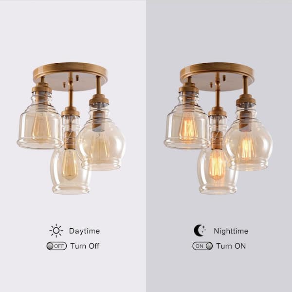 Jojospring Mavis 13.8 in. in Diameter 3-Light Brushed Brass