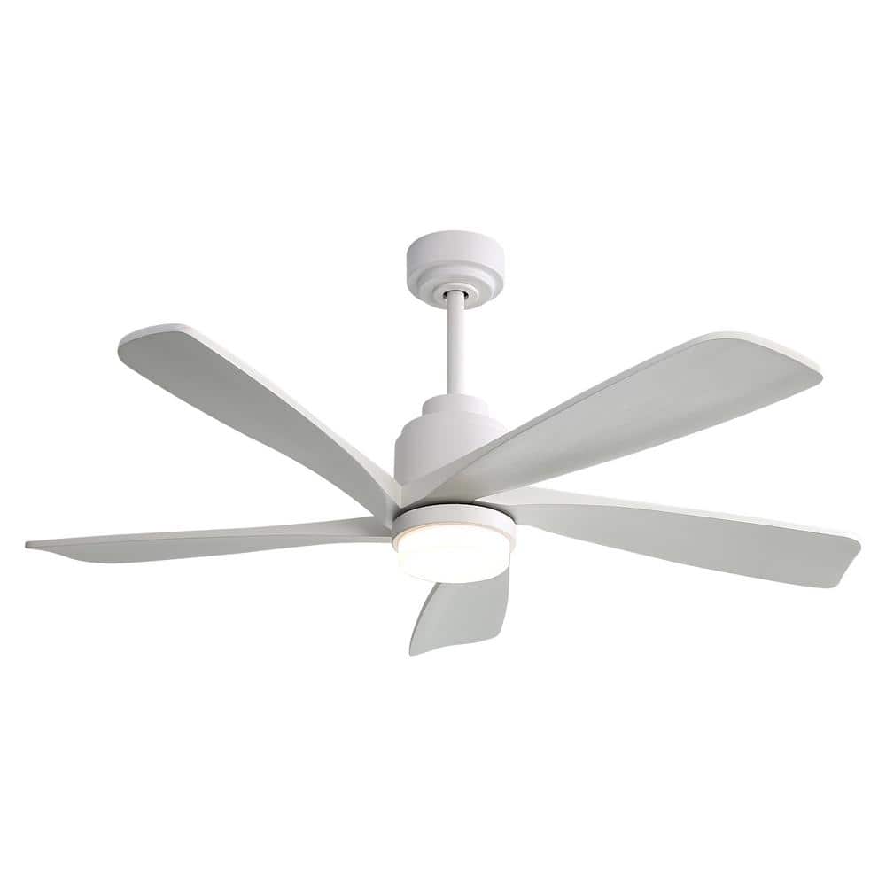 52 in. Smart Indoor White Ceiling Fan with Lights and Remote Control Revers