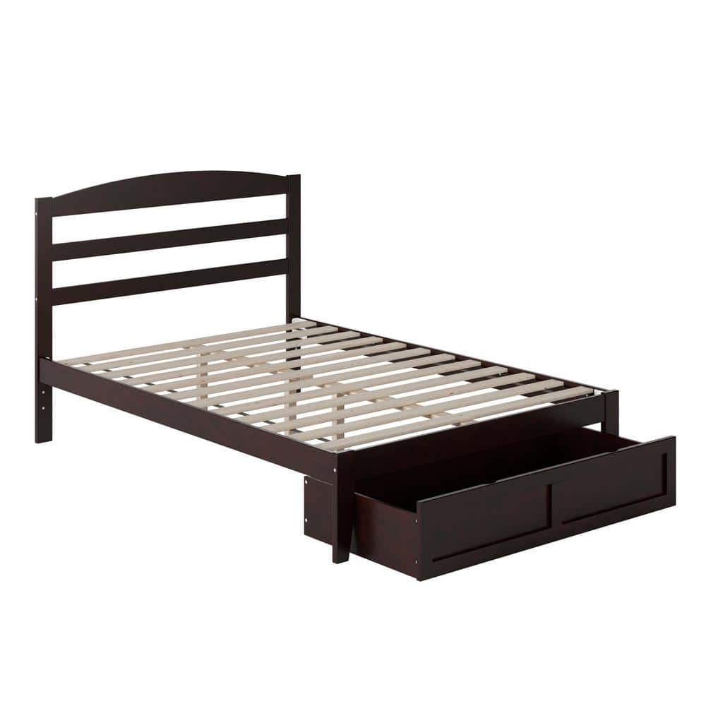 Espresso Warren Full Platform Bed with Sleek Foot Drawer