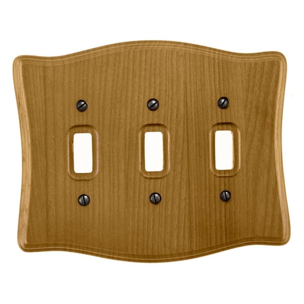 AMERELLE Austin 3 Gang Toggle Wood Wall Plate - Tavern Oak