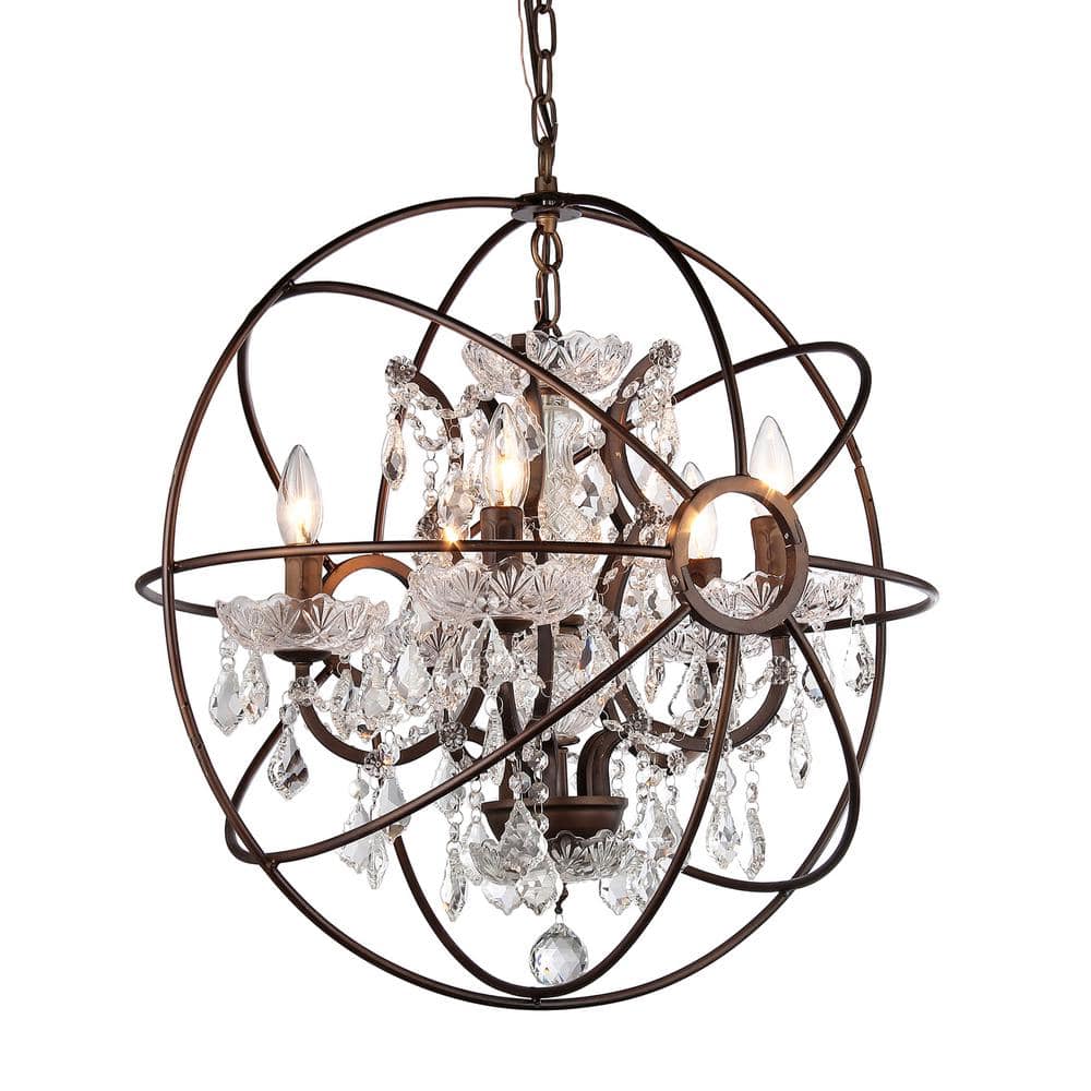 Antique Bronze Crystal Cage Chandelier 33"x23"