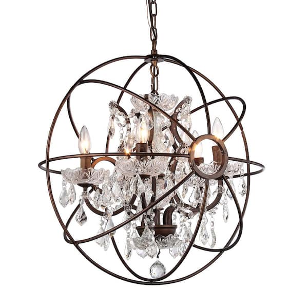 Warehouse of Tiffany Planetshaker II 6-Light Antique Bronze Chandelier with Shade