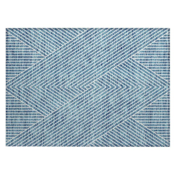 Chantille Machine Washable Indoor/Outdoor Abstract ACN937 Teal 1 ft. 8 in. x 2 ft. 6 in. Area Rug