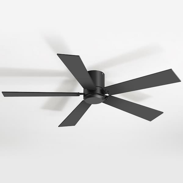 Hilfro 2-Pack 42 in. Black Flush Ceiling Fan No Light with 5 Black/Brown Blades, and Remote Included for Living Room