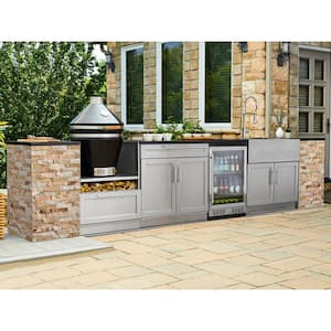 Signature Series Stainless Steel 11-Piece L Shape Outdoor Kitchen Cabinet Set with Liquid Propane Platinum 36 in. Grill