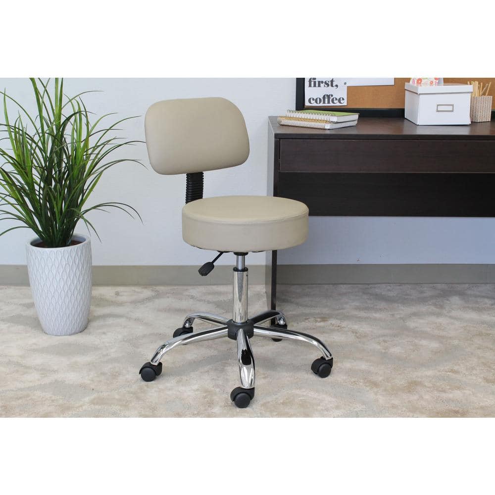 ErgoFlex Adjustable Beige Vinyl and Metal Medical Stool