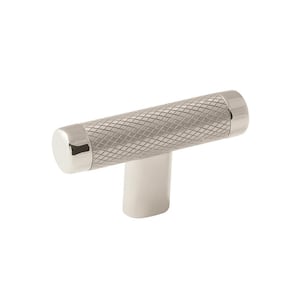 Esquire 2-5/8 in. L (67 mm) Polished Nickel/Stainless Steel T-Shaped Cabinet Knob (25-Pack)