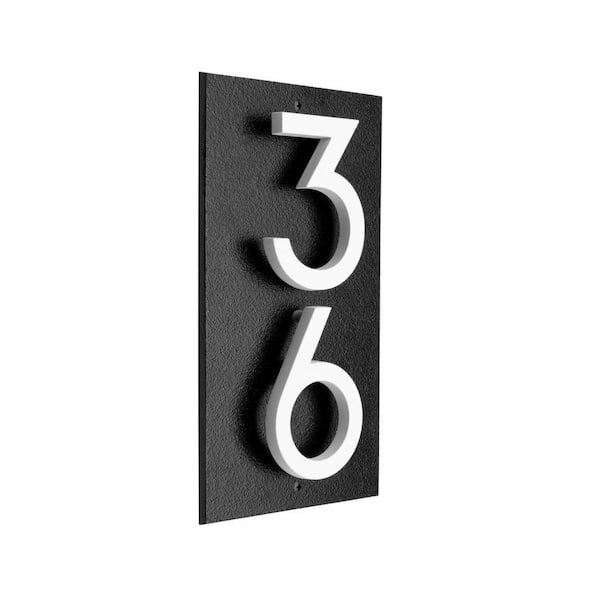 Floating Stand-Off 2-Number Vertical Sign Black with White Modern Font Numbers