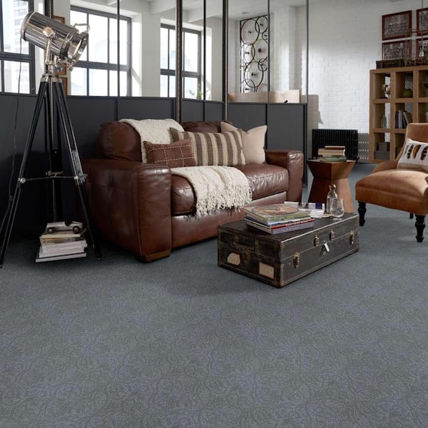 Perfectly Posh - Bahama Bay - Blue 43 oz. Nylon Pattern Installed Carpet