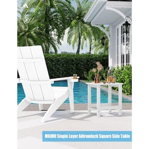 16.7 in. H White Square Plastic Adirondack Outdoor Side Table (2-Pack)