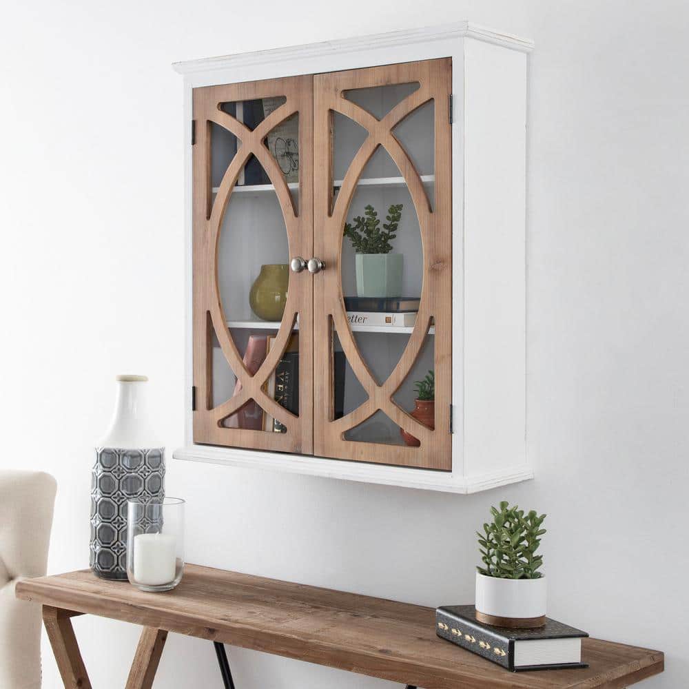 Quinlan White and Rustic Brown 2-Door Wall Cabinet
