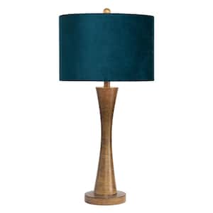 Kuala Teal Blue Velvet Resin Table Lamp