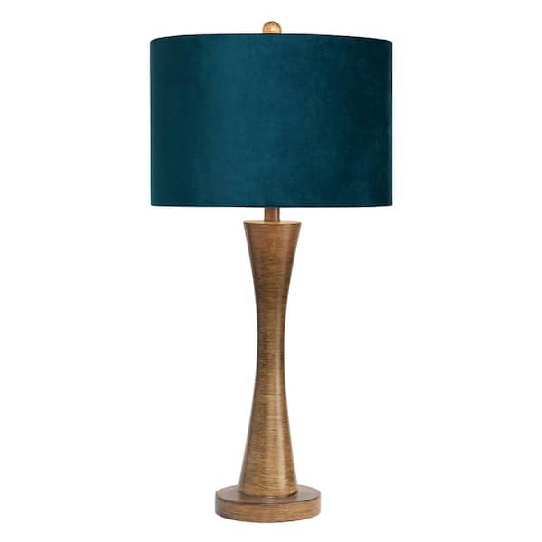 Crestview Collection Kuala Teal Blue Velvet Resin Table Lamp