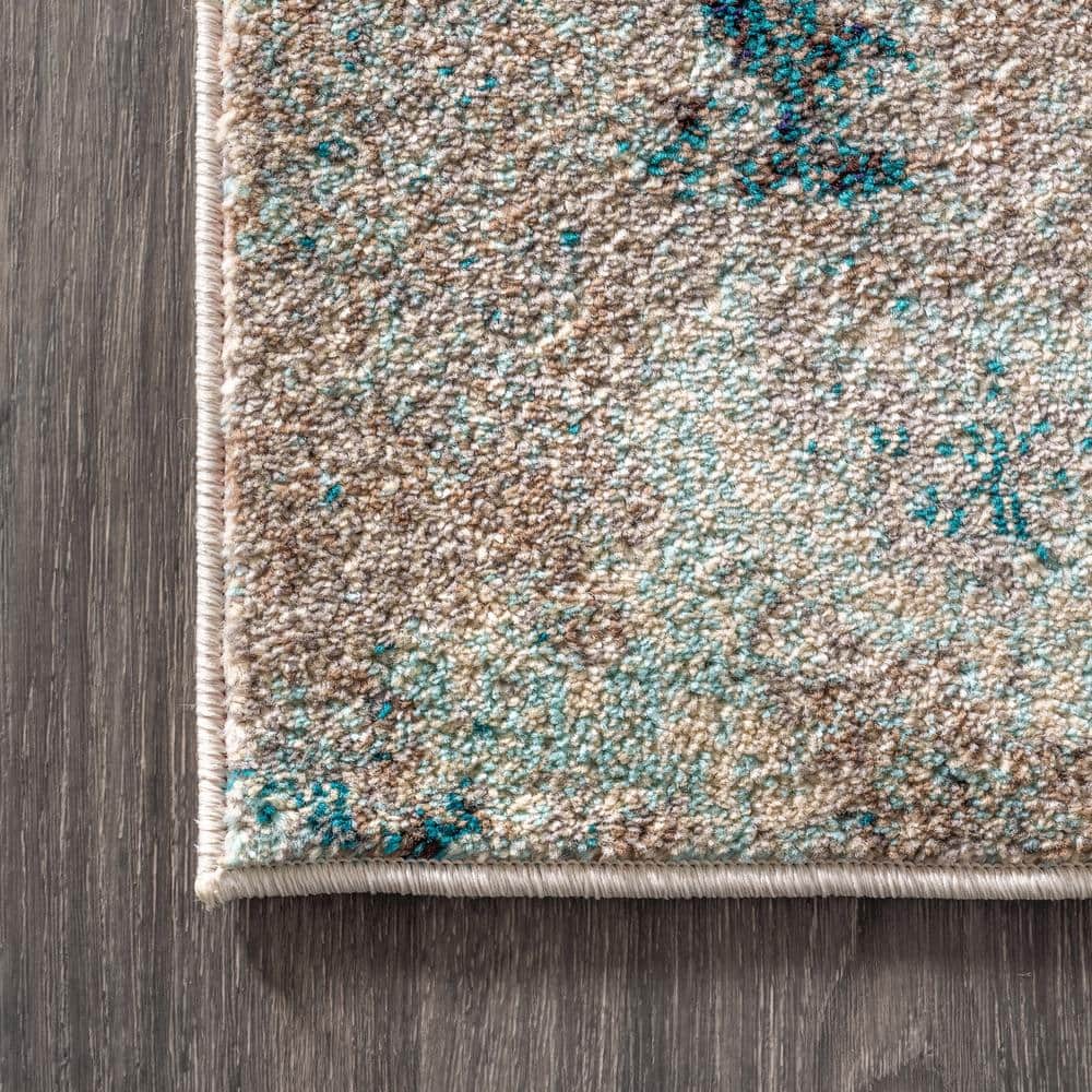 Contemporary Blue and Gray Abstract 8' x 10' Area Rug