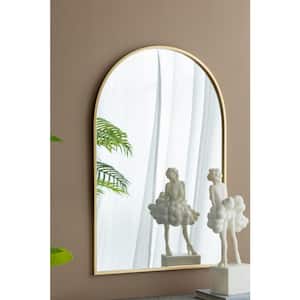 24 in. W x 36 in. H Arched Iron Metal Framed Wall Bathroom Vanity Mirror in Gold for Entryway