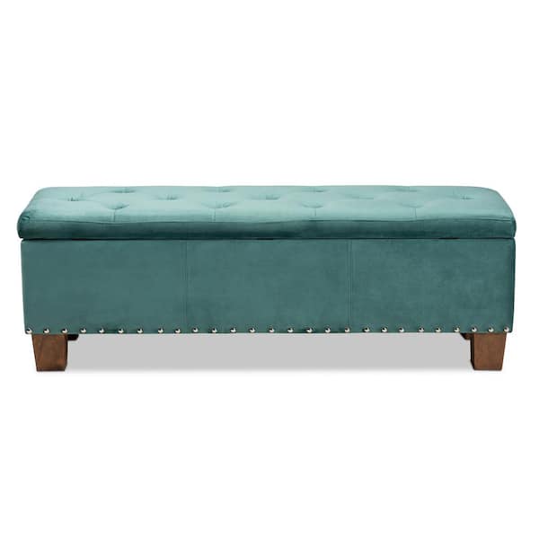 Baxton Studio Hannah Teal Blue Storage Ottoman Bench 160 9933 HD