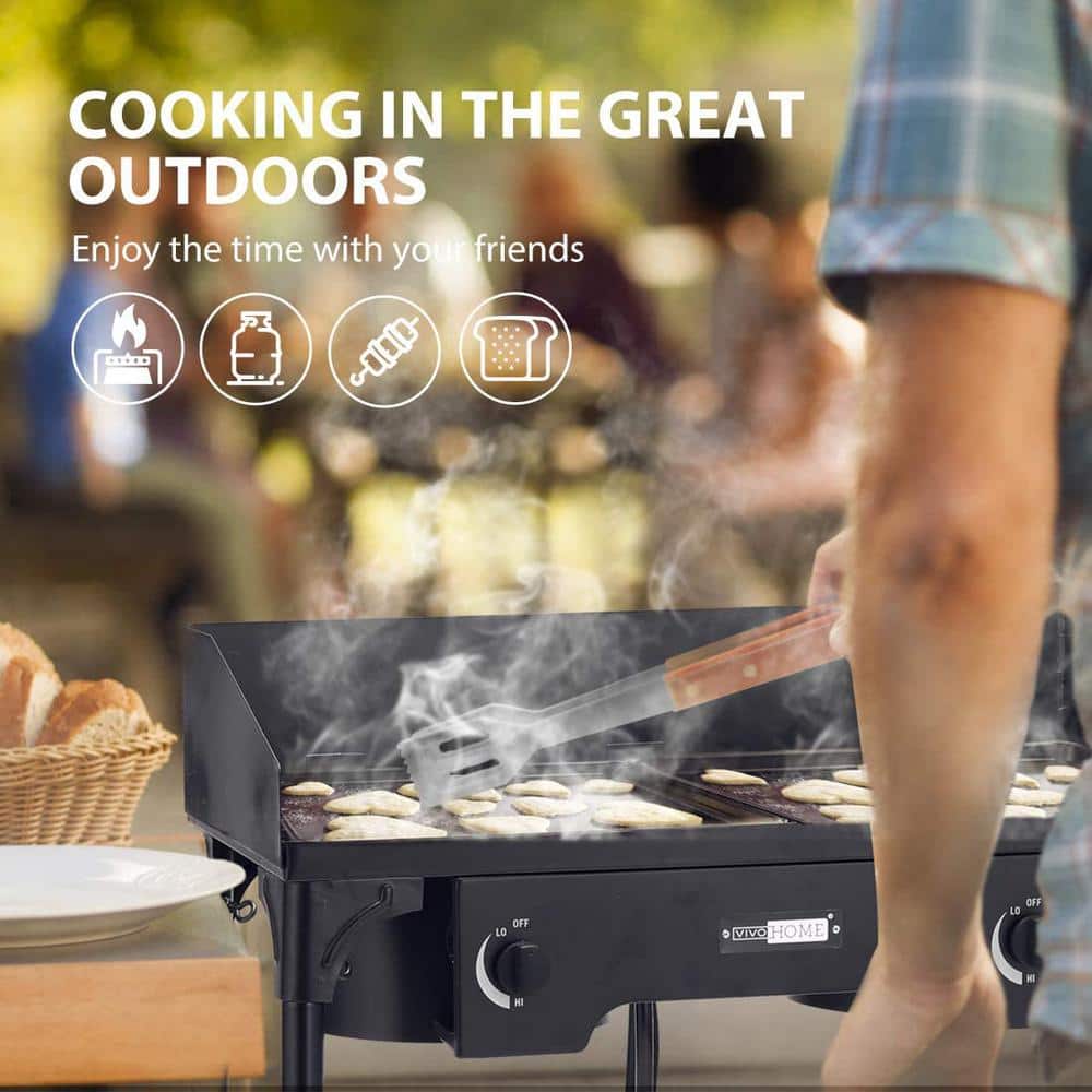 Heavy Duty Black Cast Iron 2-Burner Outdoor Gas Stove