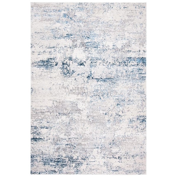 SAFAVIEH Amalfi Cream/Navy 4 ft. x 6 ft. Abstract Distressed Area Rug