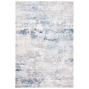 Amalfi Cream/Navy 8 ft. x 10 ft. Abstract Distressed Area Rug