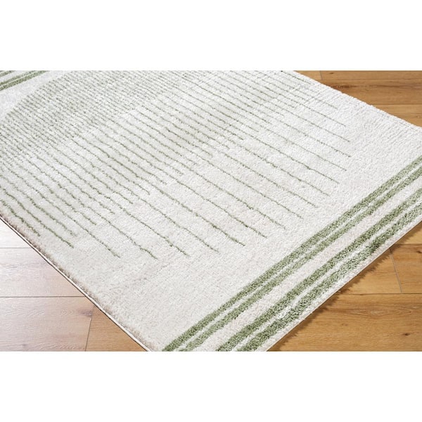 Fossay Shag Green Global 3 ft. x 7 ft. Modern Indoor Area Rug