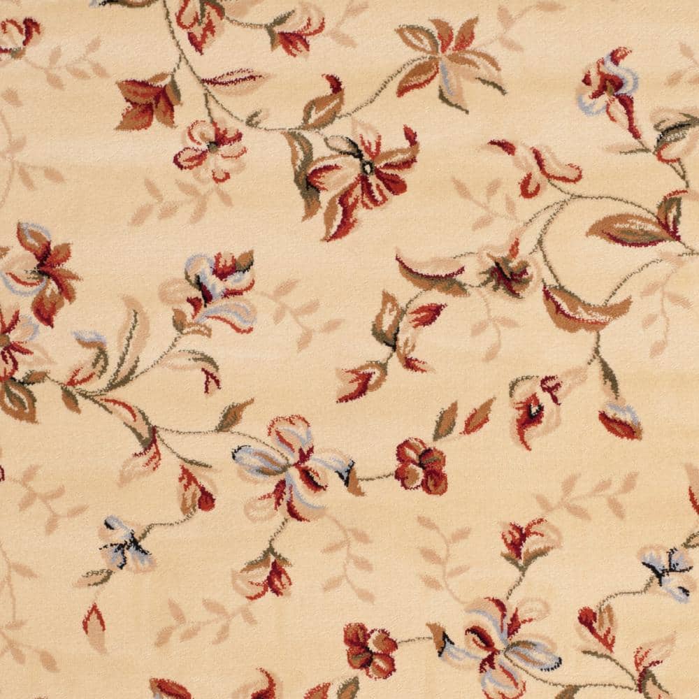 Ivory Elegance 59'' Tufted Round Floral Synthetic Area Rug