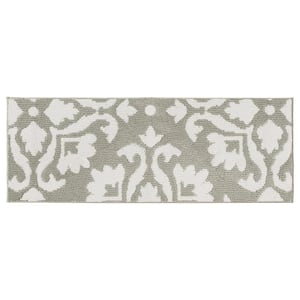 Mayhew Damask Light Grey/White 27 in. x 45 in. Accent Rug