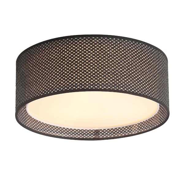 WINGBO 20 in. 5-Light Black Drum Flush Mount